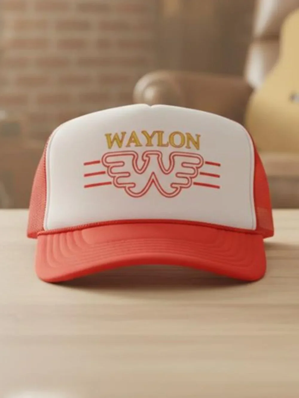 Retro Waylon Flying W Outlaw Country Foam Trucker Hat Orange White Country Music